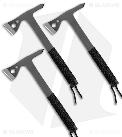 Cold Steel Throwing Axes Gray Stainless Steel W/ Black Paracord (3 Pack) 3 Cold Steel Throwing Axes Gray Stainless Steel W/ Black Paracord (3 Pack)