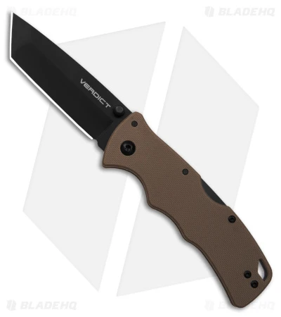 Cold Steel Verdict Tanto Tri-Ad Lock Knife Tan FDE G-10 (3" Black) AUS-10A 3 Cold Steel Verdict Tanto Tri-Ad Lock Knife Tan FDE G-10 (3" Black) AUS-10A